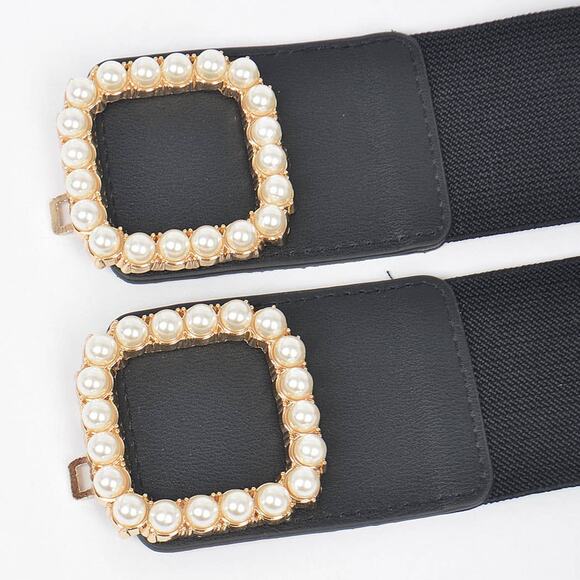 Pearl Buckle Plus Size Elastic Belt main image 5